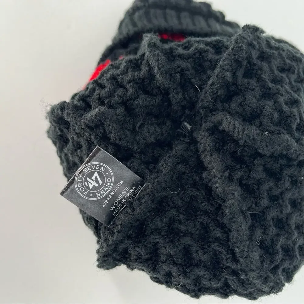 47 Brand Portland Trail Blazers Knit Pom Beanie Black Red NBA Hat